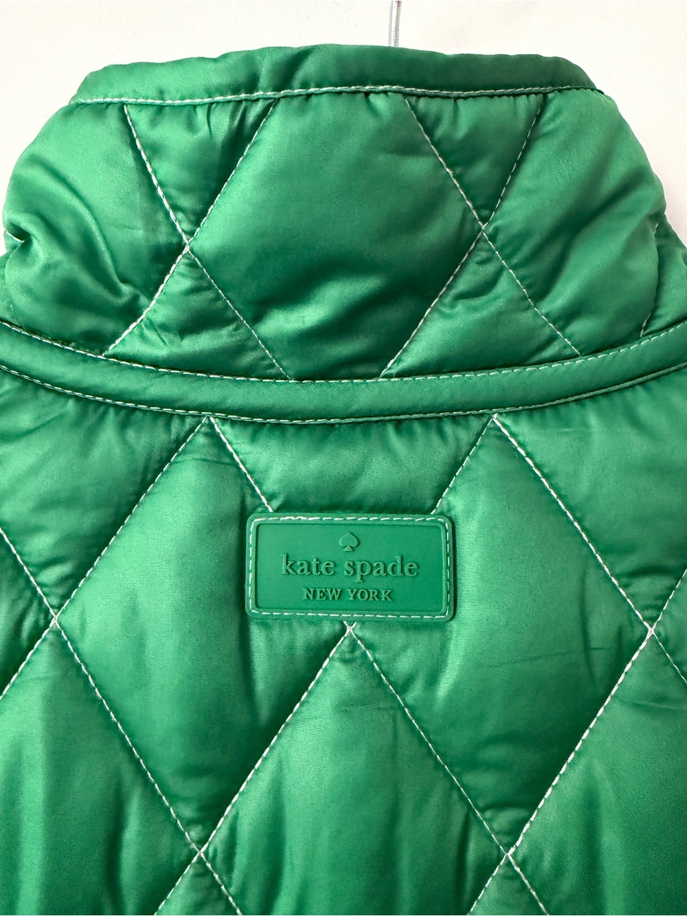 Kate Spade Reversible Quilted Vest Emerald/Green Bean/Cream Polka Dot Size XL - Picture 5 of 11
